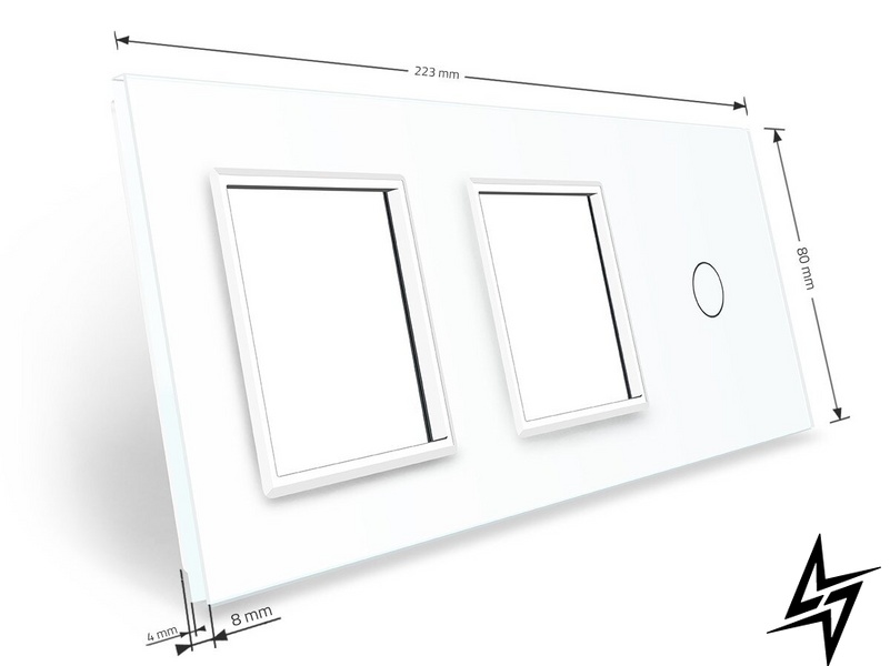 Сенсорная панель комбинированная для выключателя 1 сенсор 2 розетки (1-0-0) Livolo белый стекло (C7-C1/SR/SR-11) фото