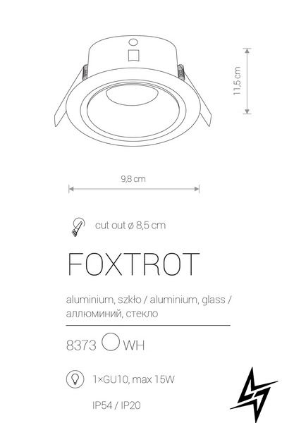 Точечный врезной светильник Nowodvorski Foxtrot 8373 30909 фото в живую, фото в дизайне интерьера