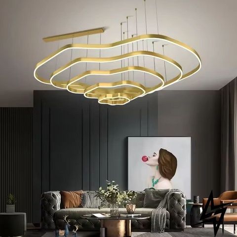 LED люстра на 5 яруса 97 см золотая 26-6324 фото