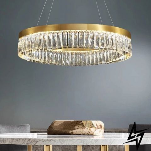 LED люстра хрустальная с кольцами &Oslash;80 см латунная 26-6124 MJ310-800 AB фото