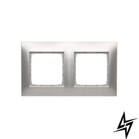 Рамка 2-кратная серебряная матовая Simon 54 Premium DR2/43 фото