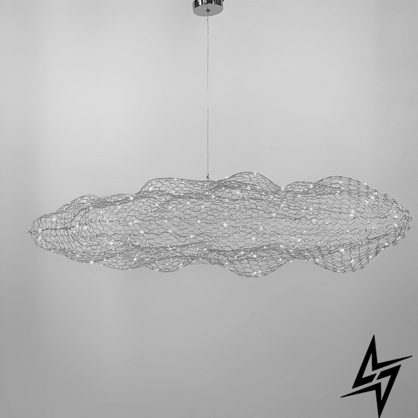 Дизайнерська декоративна срібна люстра-хмаринка LED CLOUD LE41059 63x120см Хром MJ 83 CH фото наживо, фото в дизайні інтер'єру