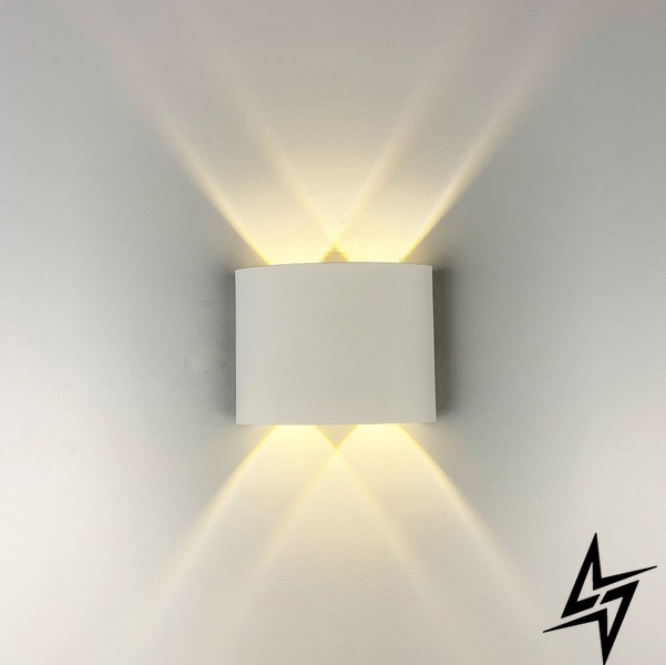 Двосторонній фасадний світильник на 4 лінзи у білому корпусі LE30433 8x12см Білий 9604-4 WT фото наживо, фото в дизайні екстер'єру