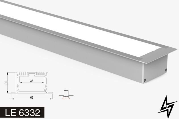LED-профіль врізний LE6332 2,5 метра LE6332(2,5) фото