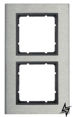 Двухместная вертикальная рамка B.7 10123606 (нержавеющая сталь/антрацит) Berker фото