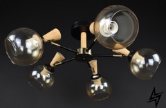 Стельова люстра на 5 лампочок L23-37149 Чорний 51898/5-ab-bk-br фото наживо, фото в дизайні інтер'єру