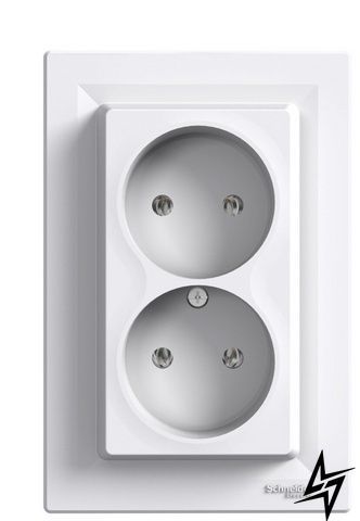 Подвійна розетка Schneider Electric EPH9700121 Asfora, біла, глянцева, 16 А, IP20 EPH9700121 фото