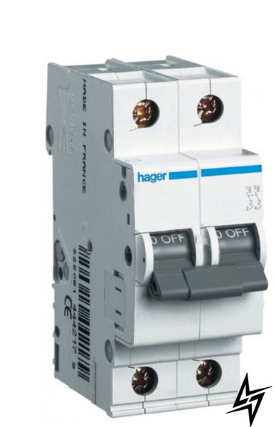 Автоматичний вимикач Hager MC204A 2P 4A C 6kA фото