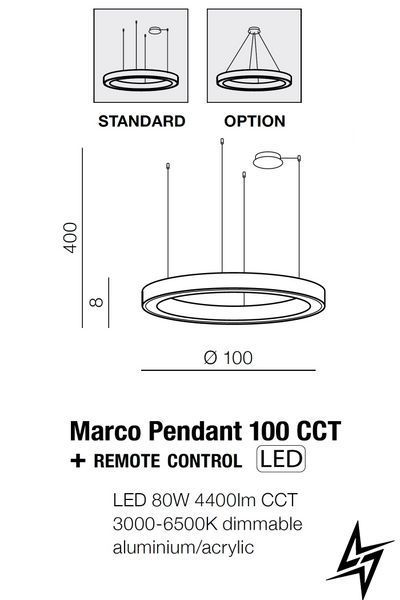 Люстра Azzardo Marco AZ5050 чорна 80 Вт 3000&ndash;6500 K AZ5050 фото