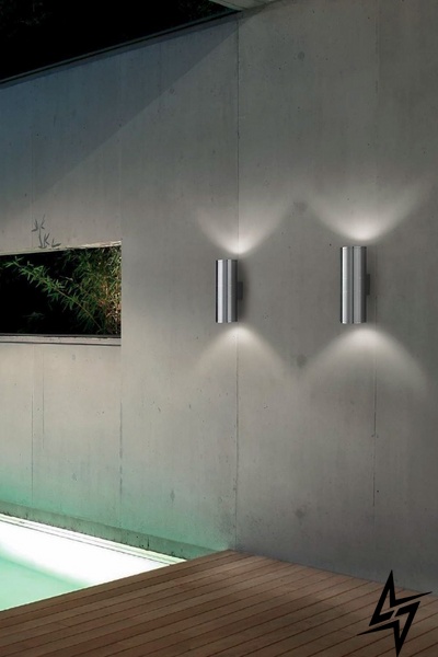 Уличная подсветка фасадов Ideal Lux Gun Ap2 Big Alluminio 33020 48546 фото в живую, фото в дизайне экстерьера