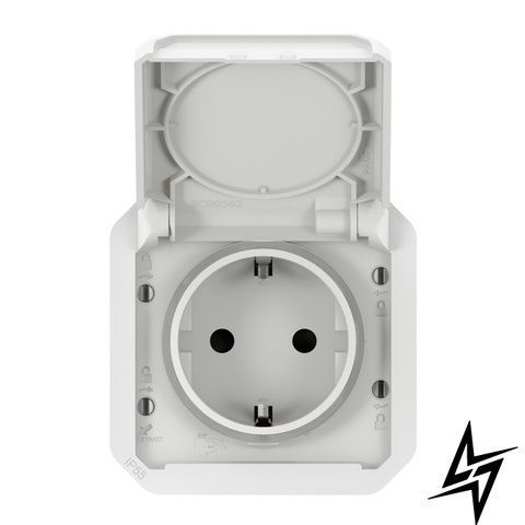 Розетка із заземленням і кришкою Legrand 069640L Plexo New, біла, матова, 16 А 069640L фото