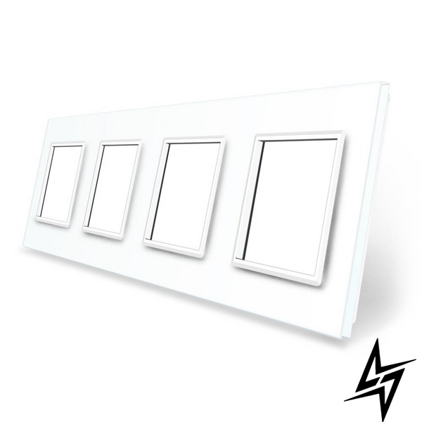 Рамка розетки 4 места Livolo белый стекло (C7-SR/SR/SR/SR-11) фото