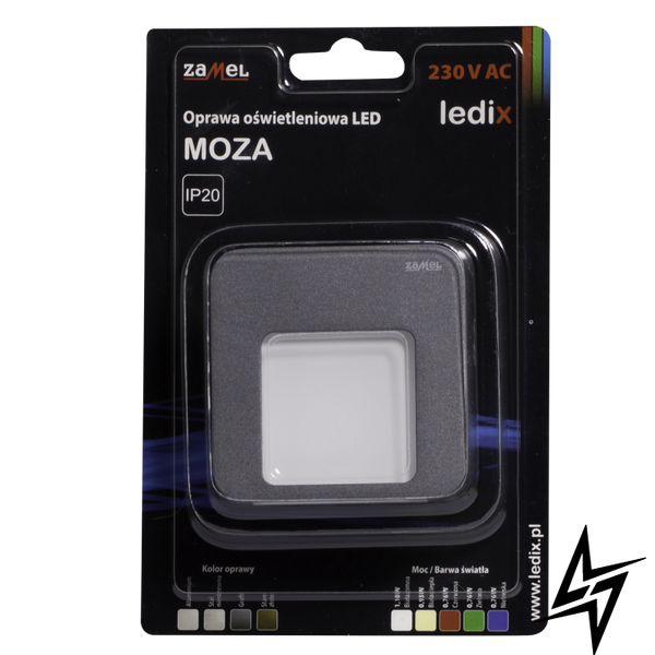 Настінний світильник Ledix Moza 01-221-31 врізний Графіт 5900K LED LED10122131 фото наживо, фото в дизайні інтер'єру