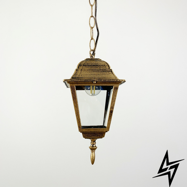 Уличный подвесной светильник под лампочку LE25842 1xE27 20x40см Золото 9029 BG H фото в живую, фото в дизайне экстерьера