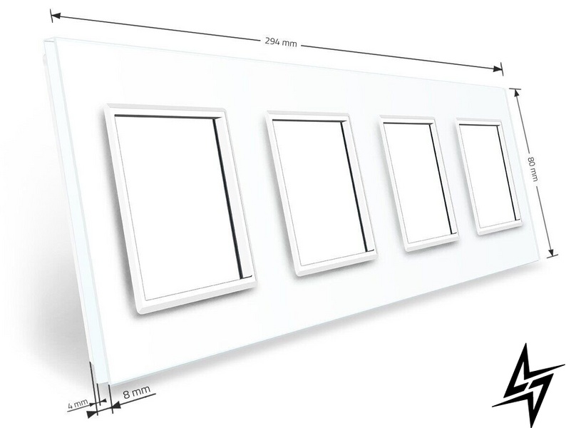 Рамка розетки 4 места Livolo белый стекло (C7-SR/SR/SR/SR-11) фото