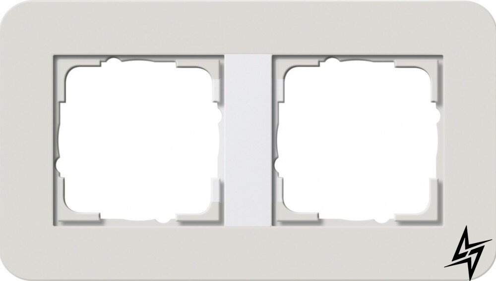 0212411 Рамка с белой подложкой E3 Светло-серый / Белый 2-постовая Gira фото