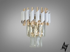 Современный хрустальный настенный светильник D23-32278 Белый/Золото 201202/250WH+S-gold фото в живую, фото в дизайне интерьера
