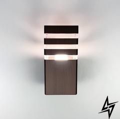 Вуличний настінний світильник в коричневому кольорі LE25843 1xE27 11x23см Коричневий 8024-1W CF фото наживо, фото в дизайні екстер'єру