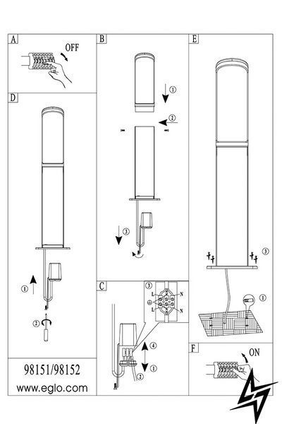 Вуличний стовпчик Eglo Fiumicino 98152 чорний 11 Вт 3000 K IP44 98152 фото