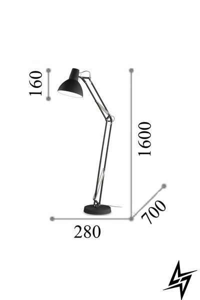 Торшер Ideal Lux Wally PT1 Total Black 265292 на 1 лампу E27, черный, 160 &times; 28 &times; 70 см фото