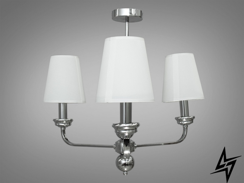 Современная люстра с абажурами 3 лампы D23-33016 хром 1012/3HR фото в живую, фото в дизайне интерьера