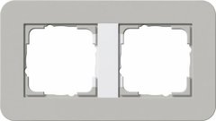 0212412 Рамка с белой подложкой E3 Серый / Белый 2-постовая Gira