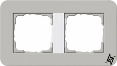 0212412 Рамка с белой подложкой E3 Серый / Белый 2-постовая Gira фото