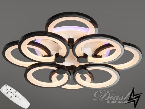 Пристельова LED люстра з димером та підсвічуванням 150 Вт чорна люстра Vonado 26-20137 фото