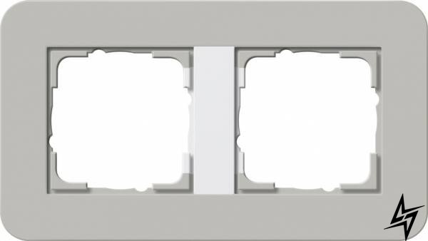 0212412 Рамка з білою підкладкою E3 Сірий / Білий 2-постова Gira фото