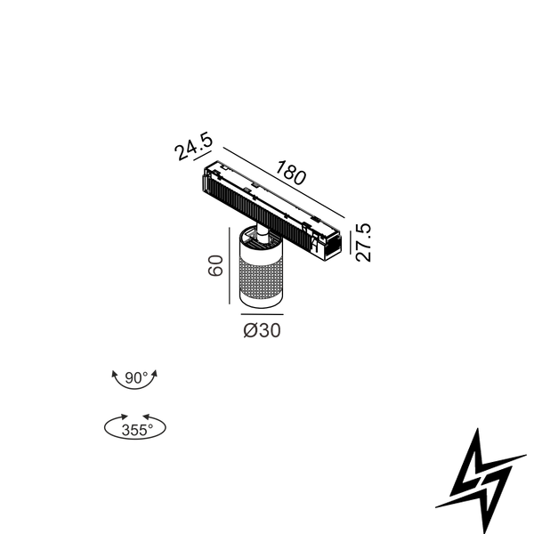 Магнитный трековый светильник LTX IN_LINE TUB S A 60 06.0361.8.940.BRG/BK.2G латунь 5,4 Вт 4000 K 06.0361.8.940.BRG/BK.2G фото
