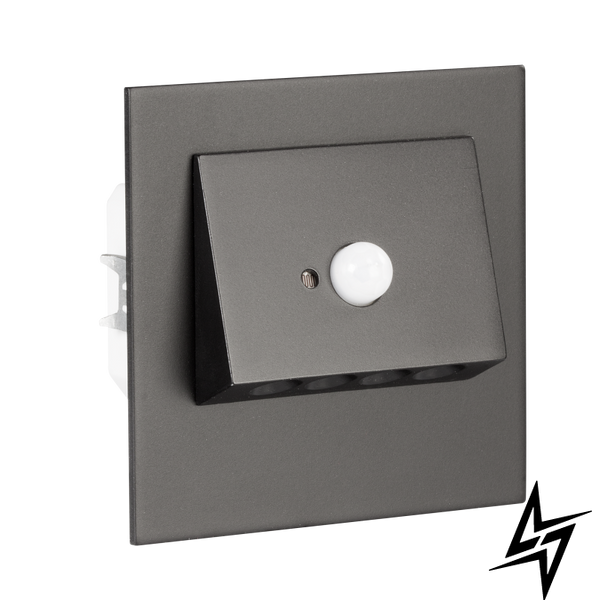 Настенный светильник Ledix Navi с рамкой 11-212-62 врезной Черный 3100K 14V с датчиком ЛЕД LED11121262 фото в живую, фото в дизайне интерьера