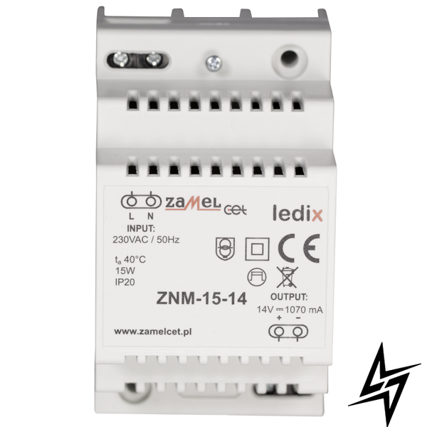 LED блок питания для работы с 14V DC 15W модульный монтаж IP 20 ZNM-15-14 LDX10000021 фото в живую, фото в дизайне интерьера