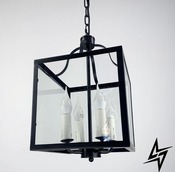 Подвесной светильник в классическом стиле на 4 лампы LE25394 4xE14 26x40см Черный/Прозрачный D 139/4 фото в живую, фото в дизайне интерьера