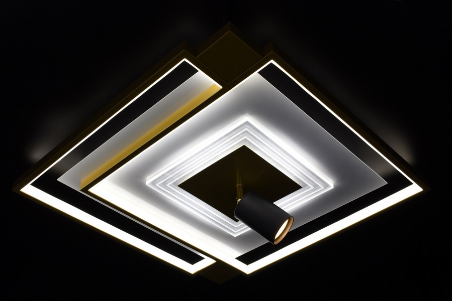 Люстра потолочная LED с пультом L23-36801 Золото 310-500*500-k фото в живую, фото в дизайне интерьера