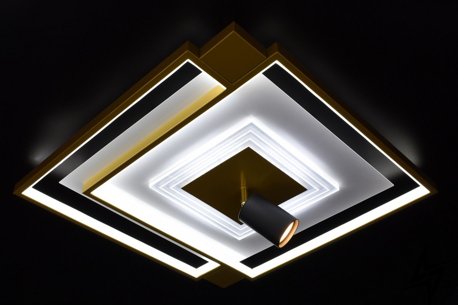 Люстра потолочная LED с пультом L23-36801 Золото 310-500*500-k фото в живую, фото в дизайне интерьера