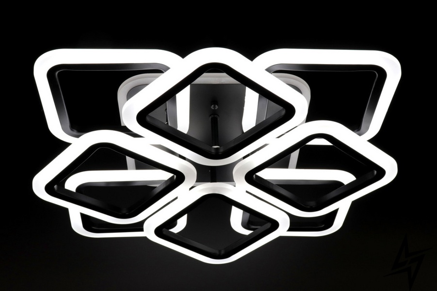 Люстра потолочная LED с пультом L23-36851 Черный A2400/4+4S-RGB-bk фото в живую, фото в дизайне интерьера