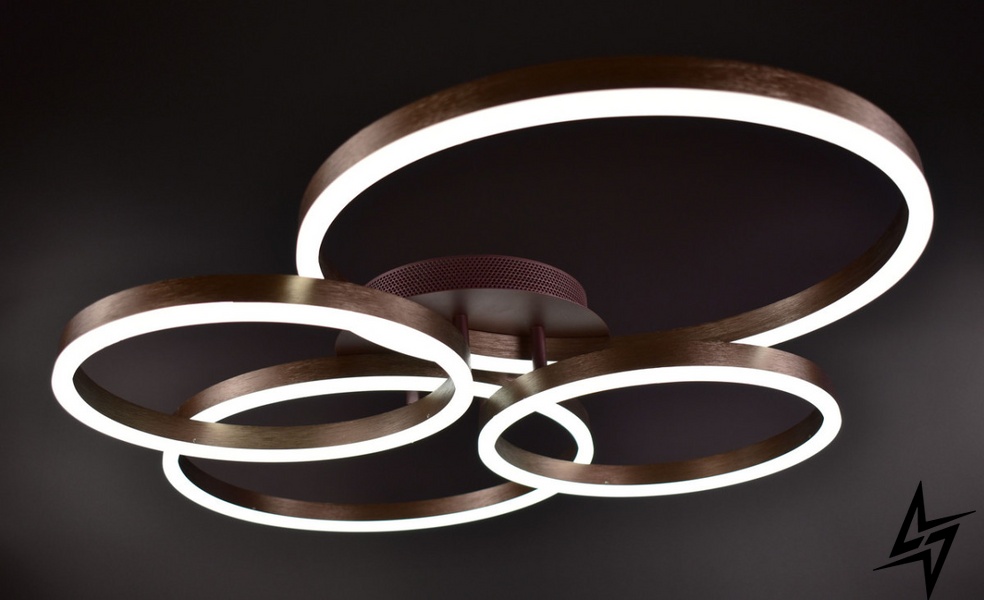 Люстра стельова LED з пультом L23-36951 Коричневий A8008/2+2-cf фото наживо, фото в дизайні інтер'єру