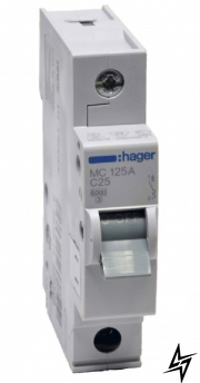Автоматичний вимикач Hager MC125A 1P 25A C 6kA фото
