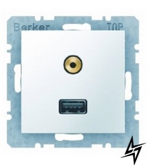 Розетка USB/3.5мм аудио, полярная белизна S.1 3315398989 Berker фото