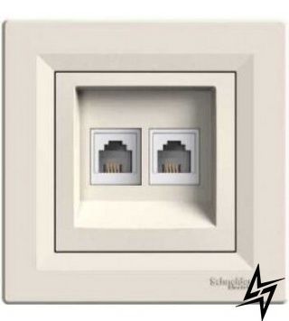 Розетка комп'ютерна RJ45 кат.6 UTP подвійна кремова Asfora, EPH4800123 Schneider Electric фото