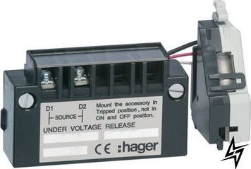Расцепитель минимального напряжения HXA055H с выдержкой x250 380-415В АС Hager фото