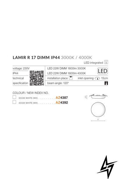 Вбудований точковий світильник Azzardo Lamir AZ4392 LED 22 Вт 4000 K, хромований, &Oslash;17 &times; 2,5 см фото
