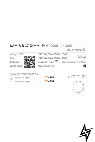 Точечный врезной светильник для ванной Azzardo Lamir AZ4392 ЛЕД 52325 фото в живую, фото в дизайне интерьера