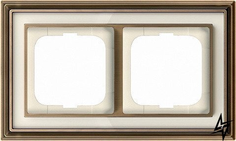 1722-848-500 Рамка Dynasty Латунь античная белое стекло 2-постовая 2CKA001754A4581 ABB фото