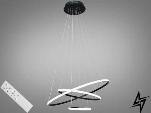Подвесная LED люстра для гостиной с пультом и диммером 90 Вт черная Bokena 26-22388 фото