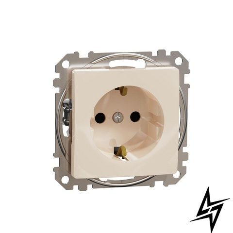 Розетка 220В з заземленням та шторками Schneider Electric SDD112022 Sedna Design бежевий пластик фото