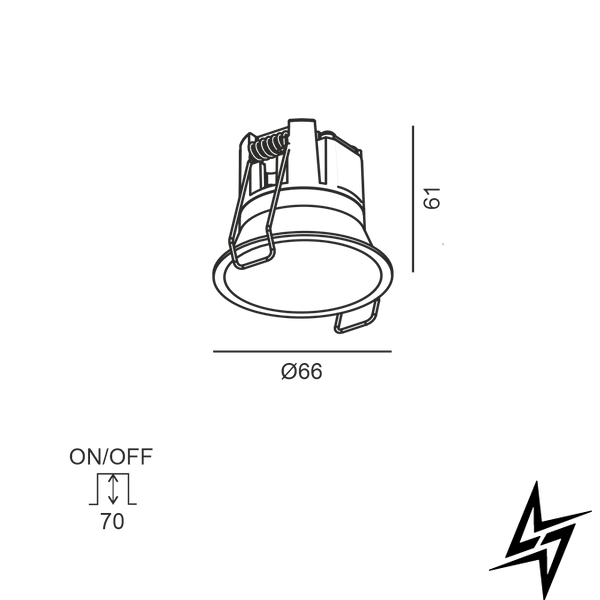 LTX 01.2206.7.940.BK Вбудований стельовий світильник з рамкою INVISIBLE MINI R TRIM, D66mm, H61mm, CREE LED 6.3W, 350mA, 640Lm, 4000K, 55&deg;, CRI>90, IP44, чорний фото