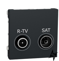 Проходная розетка NU345654 R-TV SAT 2М антрацит Unica New Schneider Electric фото