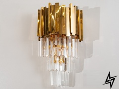 Современный хрустальный настенный светильник D23-32153 Золото 901-1W G фото в живую, фото в дизайне интерьера
