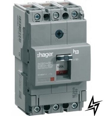 Автоматичний вимикач x160, In = 125А, 3п, 18kA HDA125L Hager фото